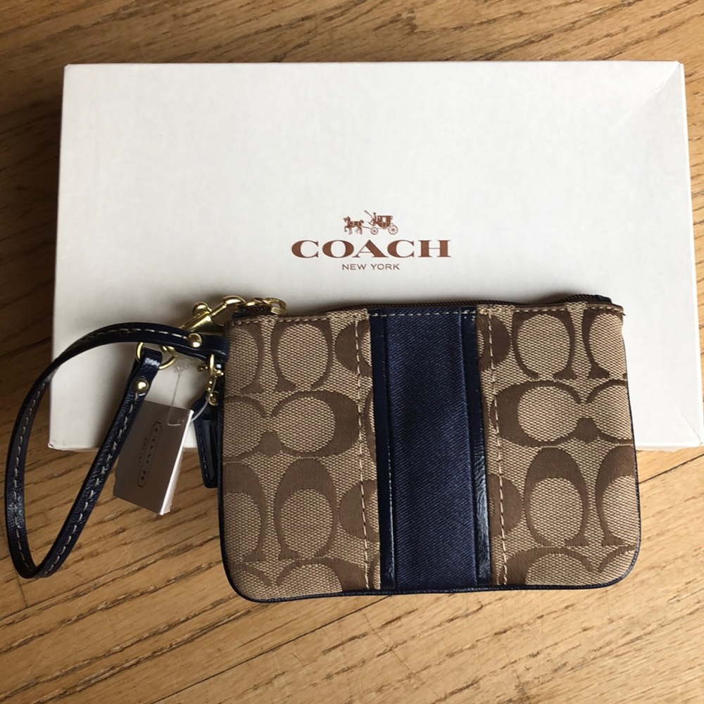 Coach Khaki/Purple Wristlet